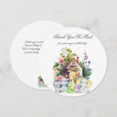 かわいい動物の赤ちゃんシャワーサンキューカード |丸 (正面/裏面)