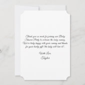 かわいい動物の赤ちゃんシャワーサンキューカード 招待状 (裏面)