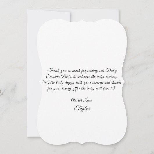 かわいい動物の赤ちゃんシャワーサンキューカード 招待状 (裏面)