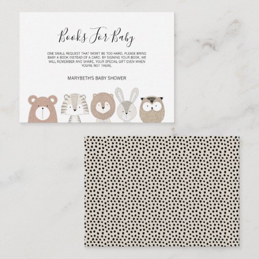 かわいい動物の赤ちゃんシャワー予約カードを持ってくる エンクロージャーカード (正面/裏面)