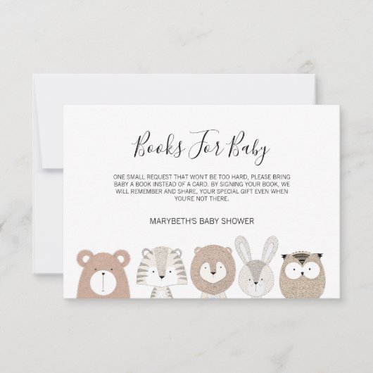 かわいい動物の赤ちゃんシャワー予約カードを持ってくる 招待状 (正面)