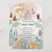かわいい動物の赤ちゃんシャワー招待状 招待状 (正面/裏面)