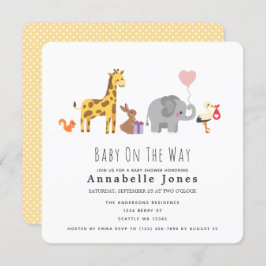 かわいい動物の赤ちゃんシャワー招待状 招待状