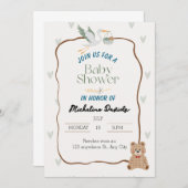 かわいい動物の赤ちゃんシャワー招待状 招待状 (正面/裏面)