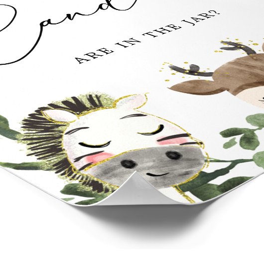 かわいい動物の赤ちゃんシャワー推測するキャンディの数 ポスター (角)