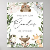 かわいい動物の赤ちゃんシャワー推測するキャンディの数 ポスター (正面)