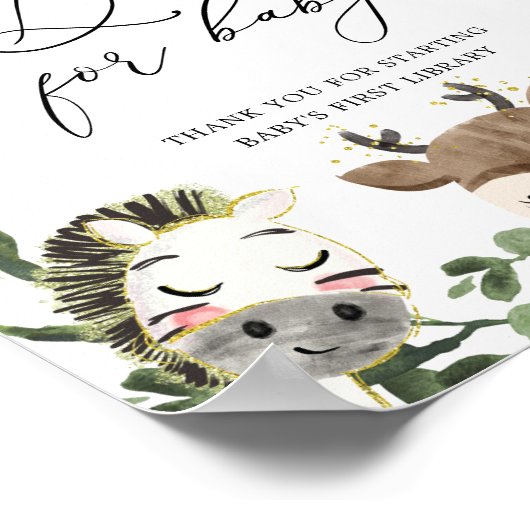 かわいい動物の赤ちゃんシャワー本ベビーサイン ポスター (角)