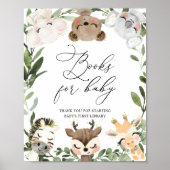 かわいい動物の赤ちゃんシャワー本ベビーサイン ポスター (正面)