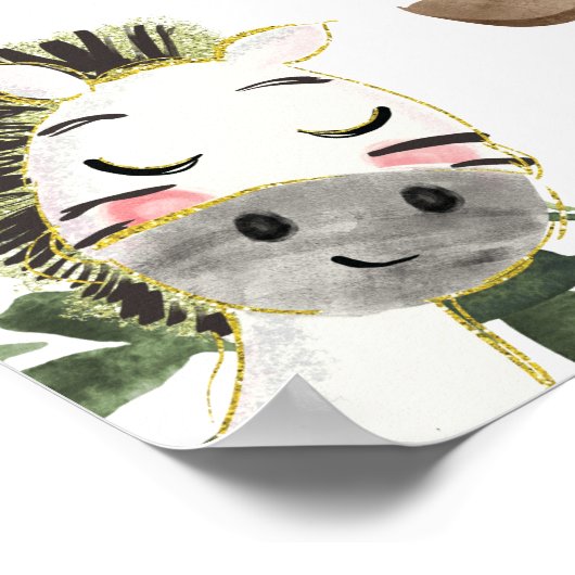 かわいい動物の赤ちゃんシャワー歓迎サイン ポスター (角)