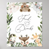 かわいい動物の赤ちゃんシャワー食品とドリンクの看板 ポスター (正面)