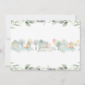 かわいい動物の車が赤ちゃんシャワーで緑にドライブ 招待状 (裏面)