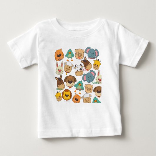 かわいい動物の農場 白 ベビーTシャツ (正面)