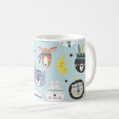 かわいい動物の部族:ボホパターン コーヒーマグカップ (正面右)
