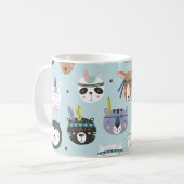 かわいい動物の部族:ボホパターン コーヒーマグカップ (正面左)