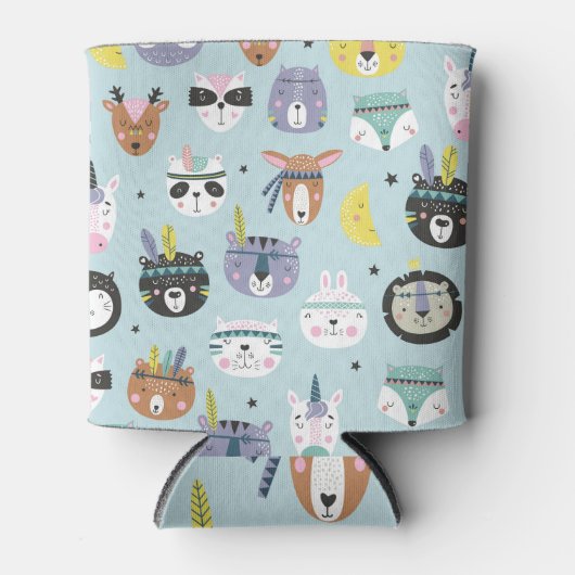 かわいい動物の部族：ボホパターン 缶クーラー (正面)