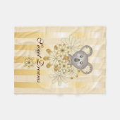 かわいい動物の金ゴールド効果ストライプのパーソナライズされた子ども フリースブランケット (正面(横))