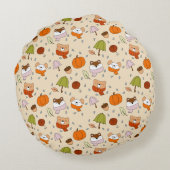 かわいい動物の雨の中の丸い子供部屋枕 ラウンドクッション (裏面)