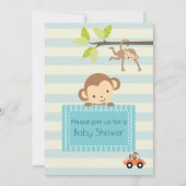 かわいい動物の電車ベビーシャワー招待状 招待状 (正面)