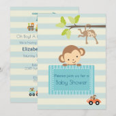 かわいい動物の電車ベビーシャワー招待状 招待状 (正面/裏面)
