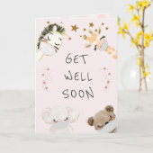 かわいい動物の顔マスクは良くなる カード (黄色い花)