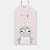 かわいい動物の顔マスクベビーシャワーモノグラム ギフトタグ (裏面)