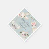 かわいい動物の顔マスク赤ちゃんシャワーモノグラム スタンダードカクテルナプキン (角)