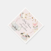 かわいい動物の顔マスク赤ちゃんシャワーモノグラム スタンダードカクテルナプキン (角)