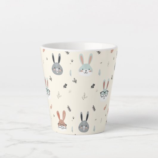 かわいい動物の顔 カフェラテマグ (正面)