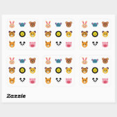 かわいい動物の顔 スクエアシール (シート)