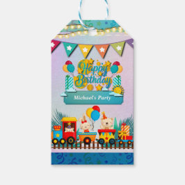 かわいい動物の願いを込めたハッピーバースデー列車 ギフトタグ