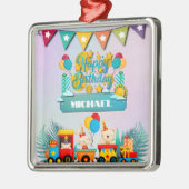 かわいい動物の願いを込めたハッピーバースデー列車 メタルオーナメント (左)