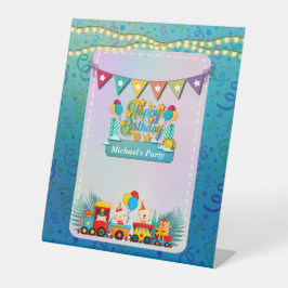 かわいい動物の願いを込めたハッピーバースデー列車 台座サイン