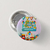 かわいい動物の願いを込めたハッピーバースデー列車 缶バッジ (正面&裏面)