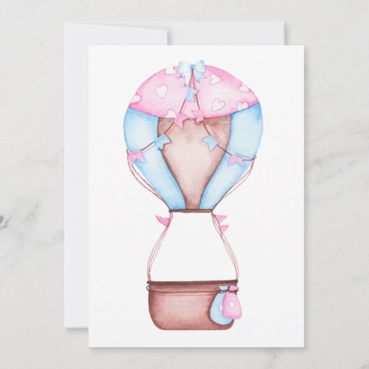 かわいい動物の風船お洒落誕生日 招待状 (裏面)