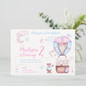 かわいい動物の風船 ファンシーな誕生日 招待状 (スタンド正面)