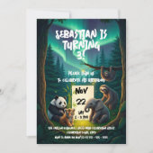 かわいい動物の魔法の森の誕生日パーティー 招待状 (正面)