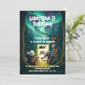 かわいい動物の魔法の森の誕生日パーティー 招待状 (スタンド正面)