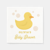 かわいい動物の鳥のおもちゃ。イエローバスのアヒルのベビーシャワー スタンダードカクテルナプキン (正面)