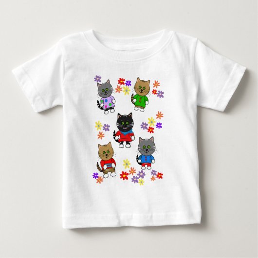 かわいい動物のTシャツの猫漫画 ベビーTシャツ (正面)