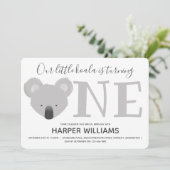 かわいい動物ひとときを回すコアラ1回目の誕生日 招待状 (スタンド正面)