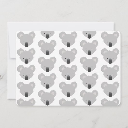 かわいい動物ひとときを回すコアラ1回目の誕生日 招待状 (裏面)