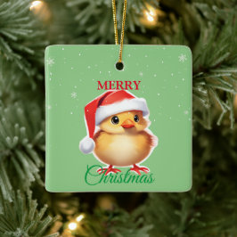 かわいい動物ひよこサンタクロースクリスマスコスチューム セラミックオーナメント