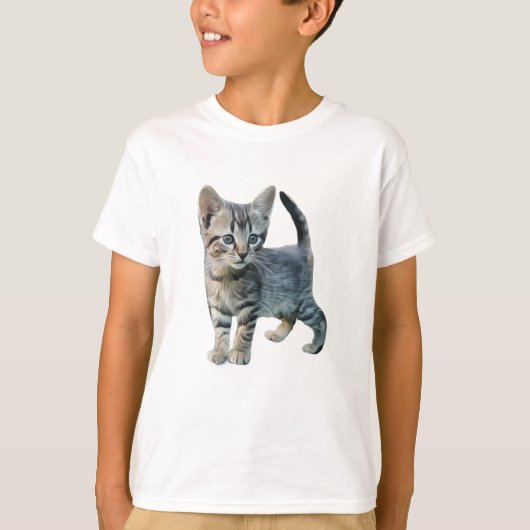 かわいい動物を猫が飼い始める Tシャツ (正面)