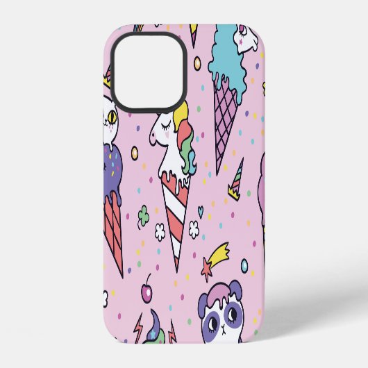 かわいい動物アイスクリームコーン iPhoneケース (裏面)