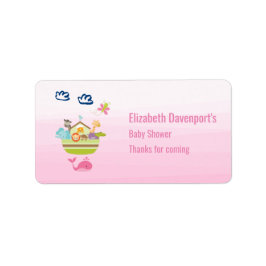 かわいい動物アーク赤ちゃんシャワーピンク ラベル