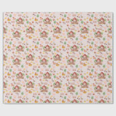 かわいい動物オンピンク淡い色の色 ラッピングペーパー (フラット)