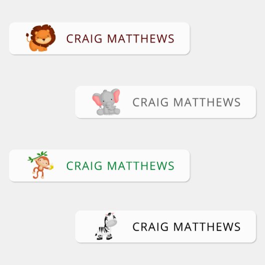 かわいい動物カスタムの名パーソナライズされた前服 ラベル (グループ)