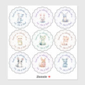 かわいい動物カスタム文字 シール (シート)