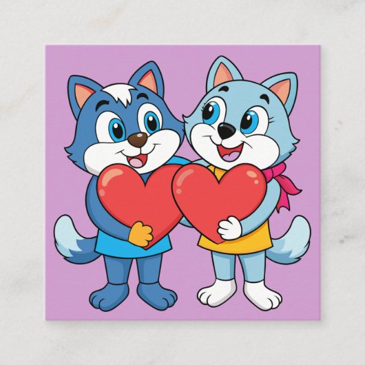 かわいい動物カップル エンクロージャーカード (正面)