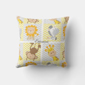 かわいい動物カラフルのシェブロンパーソナライズされた子供部屋 クッション (裏面)